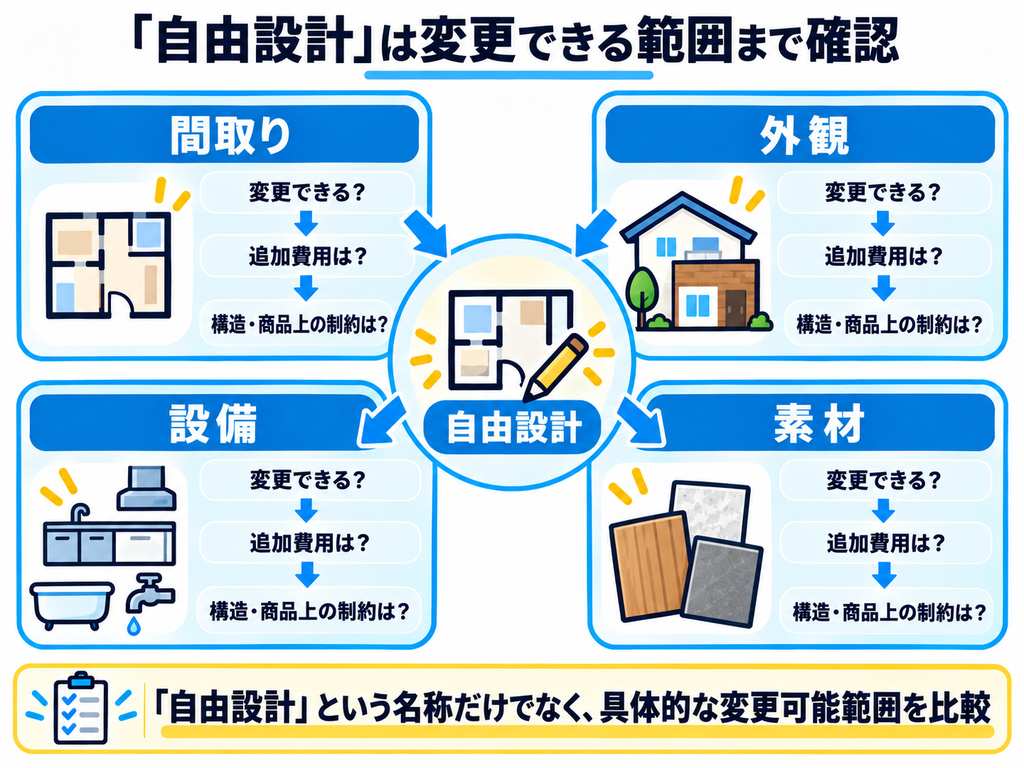 自由設計で確認すべき変更可能範囲を示した概念図